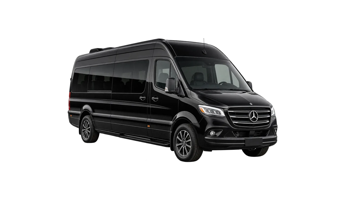 Black Mercedes-Benz Sprinter, exterior reference for the Executive Sprinter class.