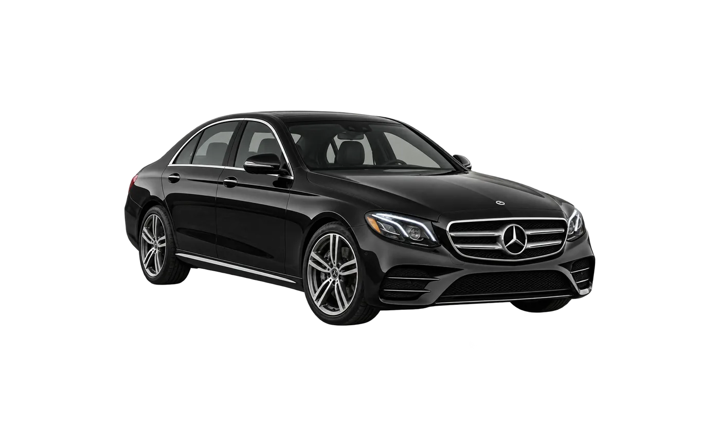 Black Mercedes-Benz E-Class, exterior reference for the Pinal Executive Sedan class.
