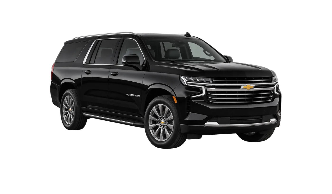 Black Chevrolet SUV, exterior reference for the Pinal Premier SUV six-passenger class.